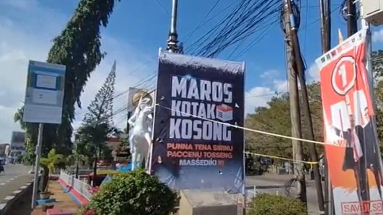 Tak Ada Larangan, Gerakan dan Baliho Menangkan Kotak Kosong Masif di Pilkada Maros