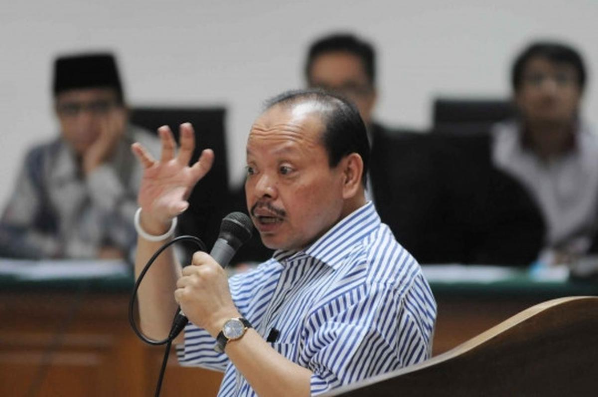 Ekspresi marah Sutan Bhatoegana saat bersaksi di sidang kasus ESDM