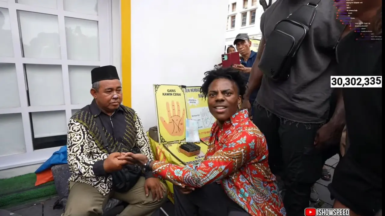 IShowSpeed melakukan live streaming di Indonesia dan sukses besar dengan mencapai total 17 juta lebih penonton (YouTube/IShowSpeed)