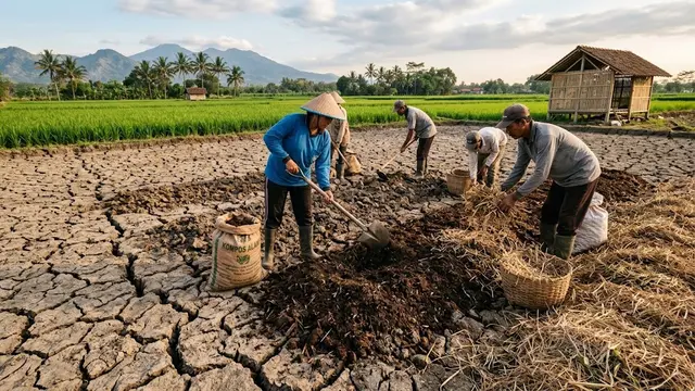 Cara Memperbaiki Tanah Kering dan Retak/AI Generated