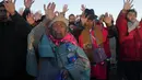 Masyarakat Adat Aymara merayakan tahun baru Andes 5.531 atau "Willka Kuti "yang diterjemahkan menjadi, kembalinya matahari, di Aymara. (AP Photo/Juan Karita)