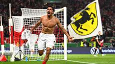 Tiago Tomas berhasil menjadi pencetak gol penentu kemenangan VfB Stuttgart dalam laga semifinal DFB Pokal melawan Freiburg, Kamis (23/04/2026) waktu setempat. (AP Photo/DPA/Tom Weller)