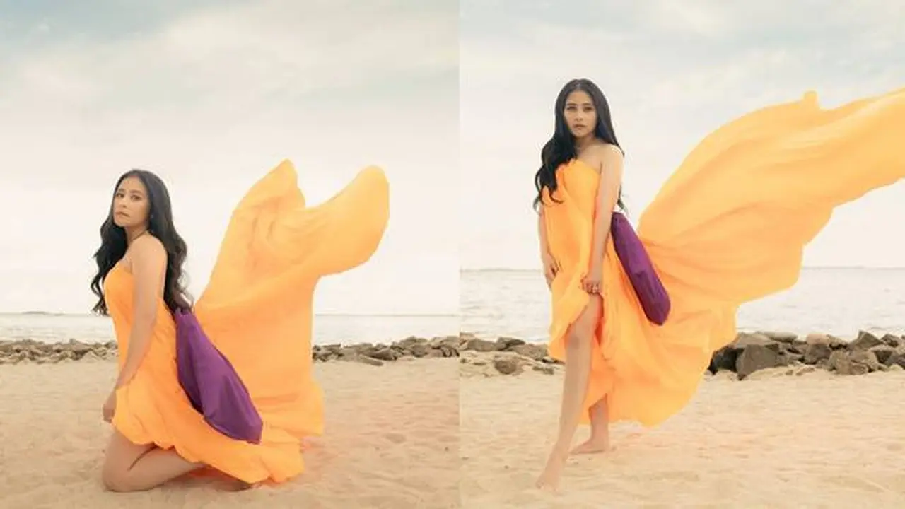 6 Pemotretan Prilly Latuconsina di Pinggir Pantai Ini Bak Artis Bollywood