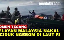 VIDEO: Aksi Kejar-kejaran Tangkap Nelayan Malaysia Ngebom Ikan di Laut Sulawesi