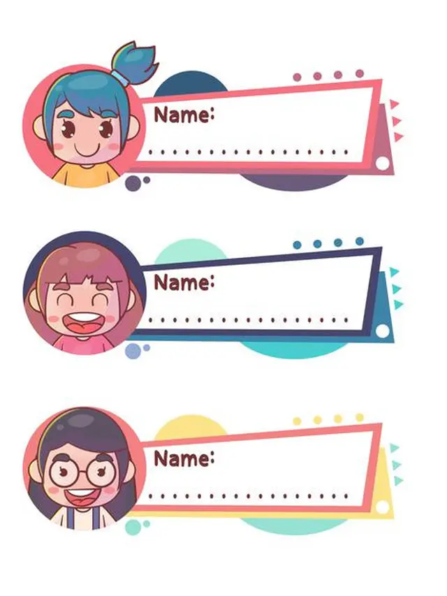 ilustrasi template label nama anak