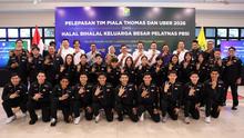 Acara pelepasan tim bulutangkis Indonesia yang akan tampil di Piala Thomas dan Uber 2026. Acara pelepasan digelar di Pelatnas Cipayung, Jakarta Timur, Rabu (15/4/2026). (PBSI)