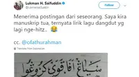 Menteri Lukman Unggah Tulisan Arab, Ternyata Lagu Via Vallen
