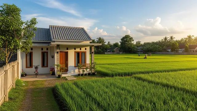 Rumah 6x9 dengan Teras Menghadap Sawah