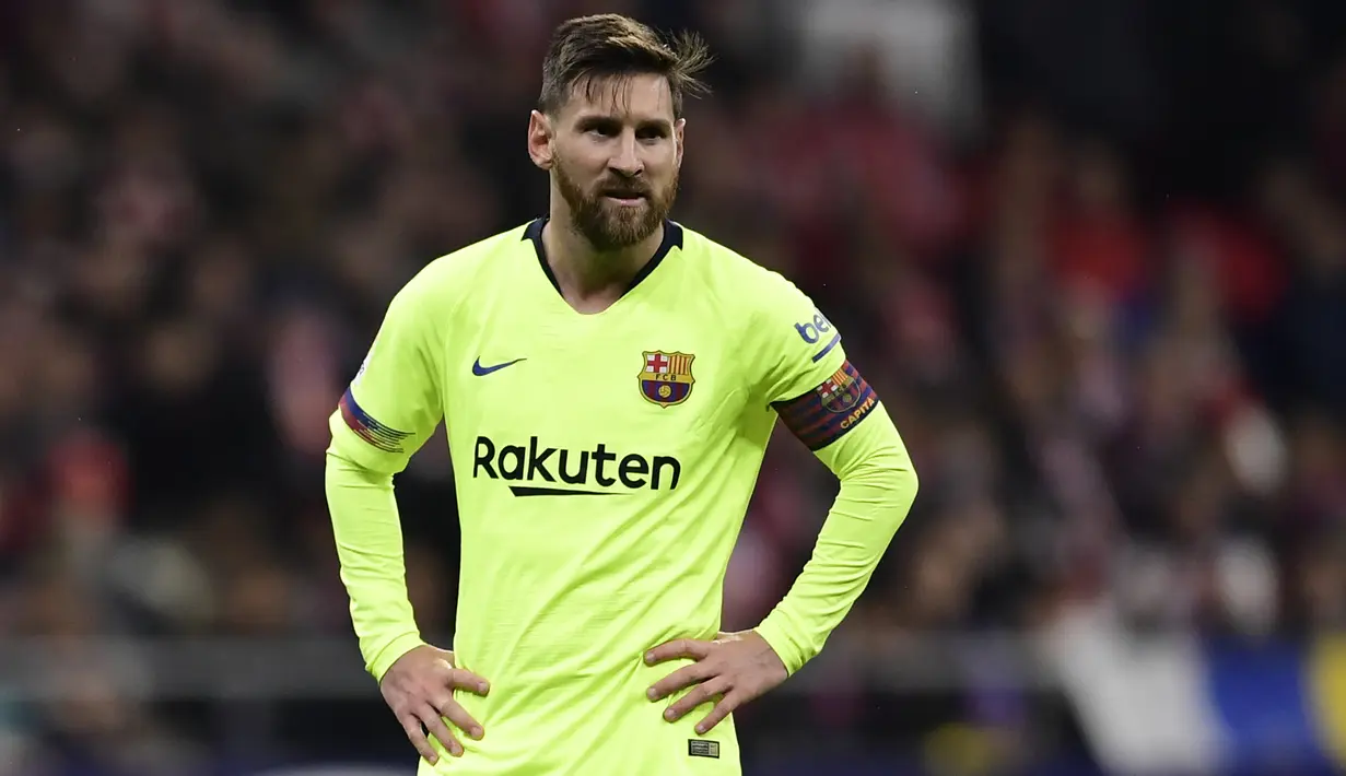 Lionel Messi saat pertandingan Barcelona menghadapi Atletico Madrid di stadion Wanda Metropolitano, Madrid pada 24 November 2018. (AFP/Javier Soriano)