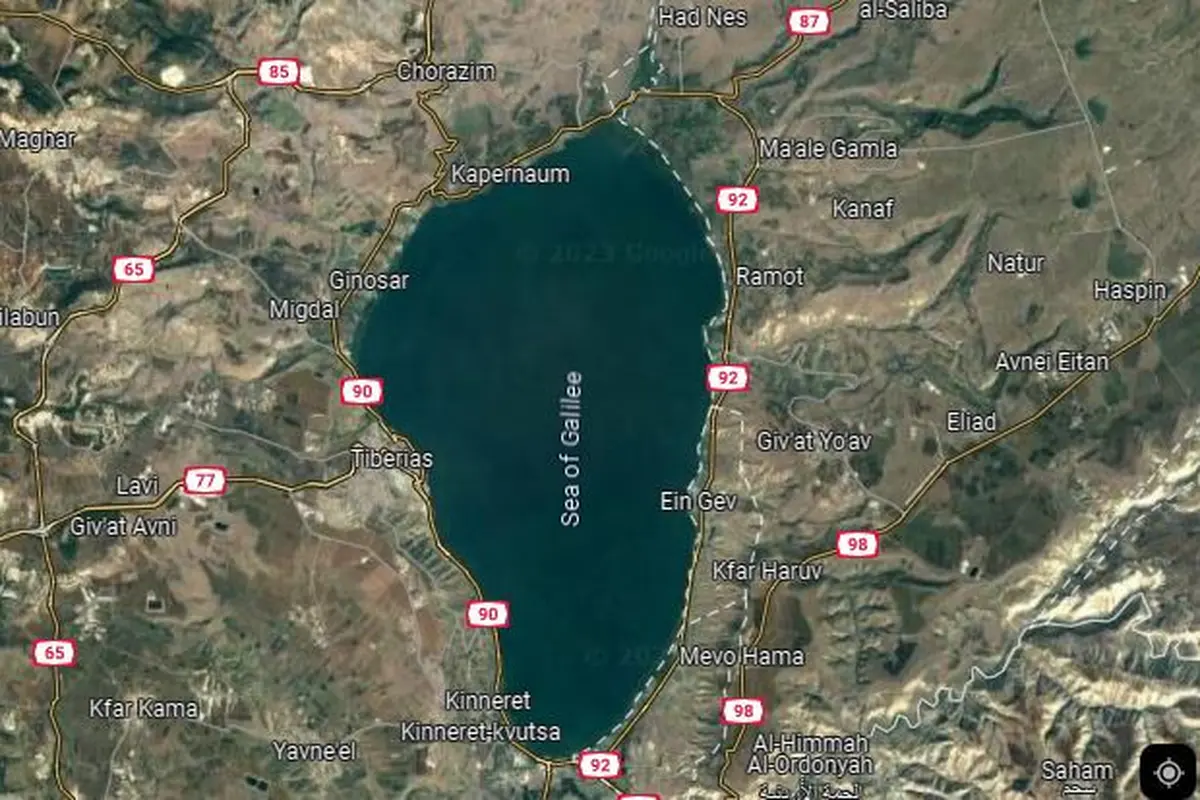 penampakan Danau Thabariyah atau Tiberias dalam Google map. (SS Google Map)