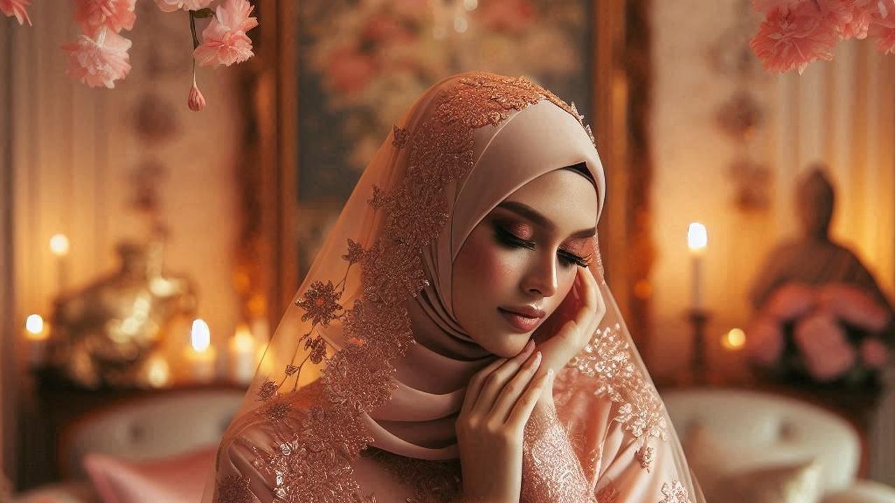 Desain Gamis Lebaran 2025 Peach Blossom