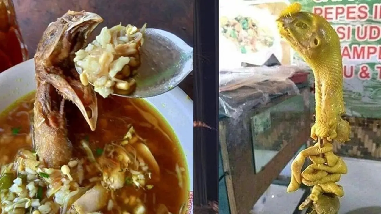 6 Penampakan Makan Kepala Ayam Ini Bikin Kurang Selera
