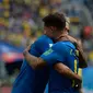 Neymar Jr dan Philippe Coutinho tampil sebagai pahlawan kemenangan Timnas Brasil atas Kosta Rika pada matchday kedua Grup E Piala Dunia 2018. (Olga MALTSEVA / AFP)