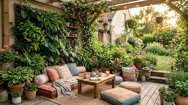 Model Teras Rumah Nyaman untuk Bersantai dan Berkebun/AI Generated