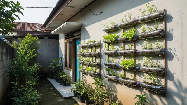 Kebun Dinding dari Botol Plastik Bekas