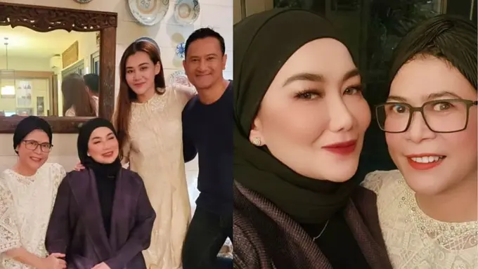 Potret Reza Artamevia rayakan lebaran bersama keluarga mendiang Adjie Massaid (Sumber: Instagram/@rezaartameviaofficial)