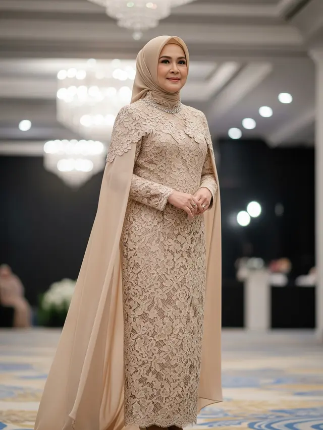 Model Gamis Brokat untuk Usia 50 Tahun ke Atas
