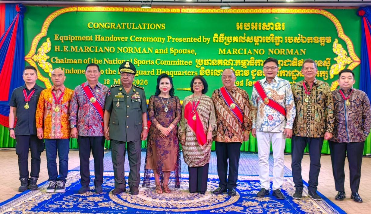 Ketua Umum KONI Pusat Letjen TNI Purn Marciano Norman kembali bertemu Jenderal Hing Bun Hieng, Wakil Panglima Militer Kamboja dan juga pimpinan tertinggi Decho Hun Sen Body Guard Headquarters (BHQ) atau Paspam Perdana Menteri (PM) Kamboja pada Senin (18/05/2026) waktu setempat. (Dok. KONI)