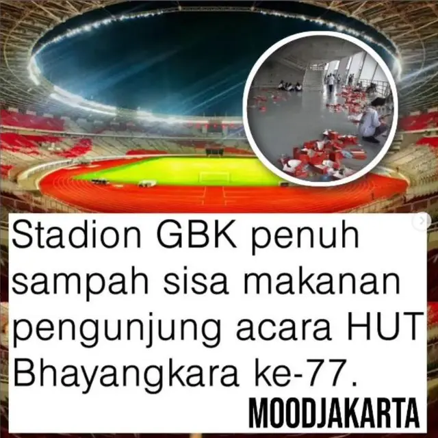 Sampah Penuhi SUGBK Usai Acara HUT ke-77 Bhayangkara, Butuh 2 Jam Lebih Buat Membersihkan