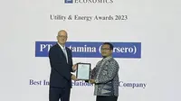 Pertamina meraih penghargaan tingkat internasional yaitu Best Investor Relations Energy Company untuk kategori Utility dan Energy dari The Global Economic Awards. (Foto: Istimewa)