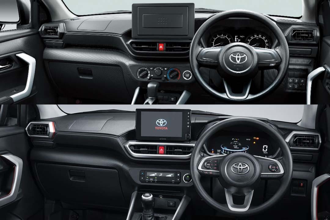 Interior Toyota Raize termurah di (atas) Jepang dan (bawah) Indonesia (TAM, Hyogo Toyota)