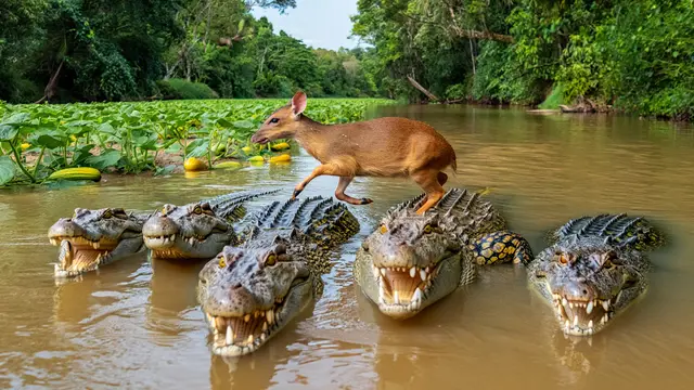 Dongeng pendek kancil dan buaya (Foto: Reve Art AI)