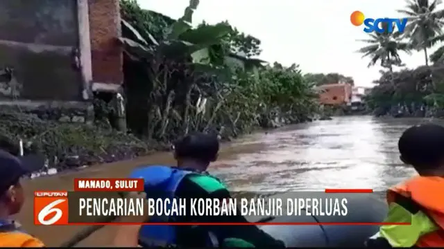 Bocah 4 Tahun Hilang Terbawa Arus Banjir Manado