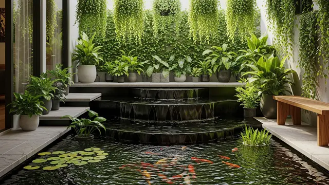 Teras Kampung Minimalis 3x4 dengan Kolam Ikan Bertingkat