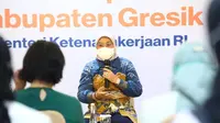 Menaker Ida saat menyampaikan sambutan dalam Dialog dengan Pengurus SP/SB Perempuan se-Kabupaten Gresik (Istimewa).