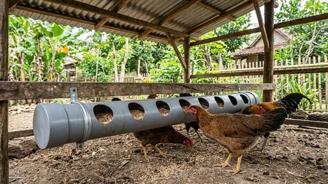 Cara Membuat Area Pakan Ayam yang Tidak Mudah Terkena Air Hujan
