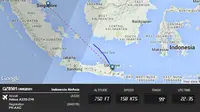 Koordinat terakhir kontak pesawat AirAsia yang hilang kontak berada pada titik 03 09 15 S – 111 28 21 E.