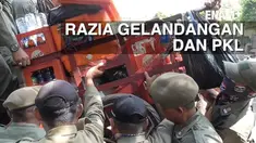 Petugas Satpol PP Tanah Abang melakukan razia terhadap PKL dan penyandang masalah Sosial di kawasan Senayan. Terjadi saling kejar antara petugas Satpol PP dengan beberapa pengamen yang berusaha lari saat dirazia