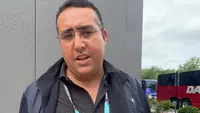 Wartawan asal Maroko, Soufiane Rachidi, sedang meliput perhelatan Piala Dunia 2026 di Boston, Amerika Serikat, Jumat (19/6/2026). (Bola.com/Hery Kurniawan)
