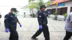 Sejumlah petugas internal dan PPSU membersihkan puing-puing sisa kebakaran di Museum Bahari, Jakarta.