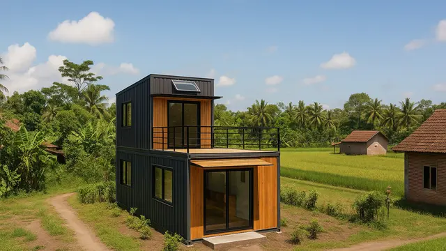 Model Rumah Lebar 6 Meter 2 Lantai di Desa/via AI