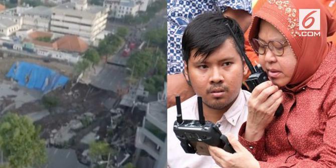 VIDEO: Risma Pantau Perbaikan Jalan Gubeng Gunakan Drone