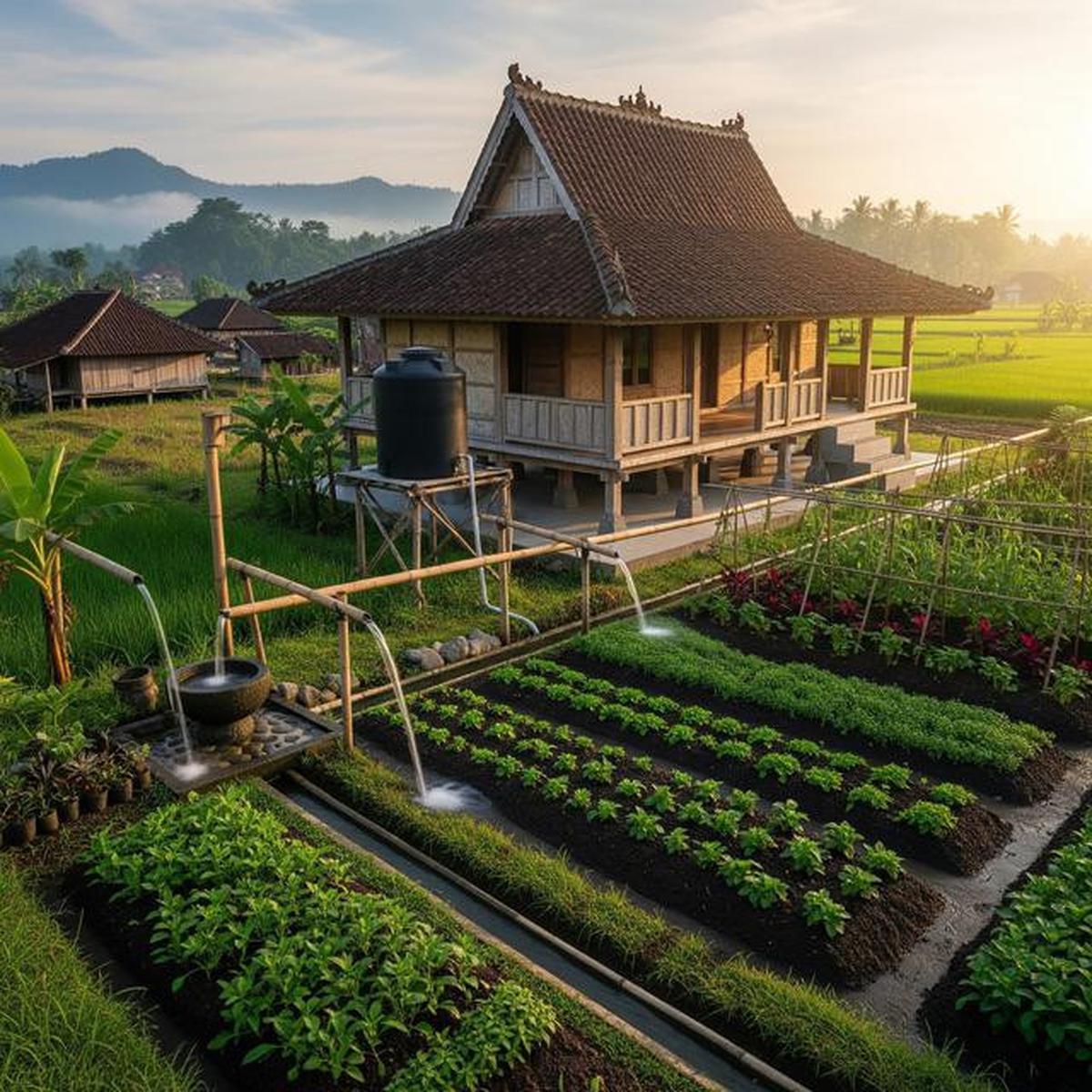 7 Model Rumah di Desa dengan Sistem Air Gravitasi Tanpa Pompa