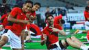 Pemain Timnas Indonesia, Rizky Ridho (kiri), Sandy Walsh (kanan) dan Pratama Arhan berpose saat latihan perdana menjelang laga putaran ketiga Kualifikasi Piala Dunia 2026 melawan Australia di Stadion Netstrata Jubilee, Sydney, Selasa (18/03/2025) waktu setempat. (Dok. PSSI)