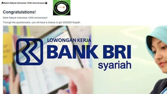 Cek Fakta Liputan6.com menelusuri informasi BRI membagikan uang Rp 2 juta