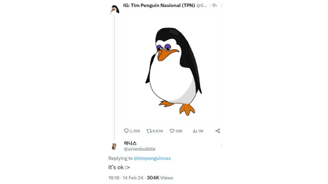 Gambar Penguin Lemas Diunggah Tim Penguin Nasional (TPN), Netizen dan Akun Anies Bubble Beri Dukungan untuk Ganjar-Pranowo (twitter.com/timpenguinnas)