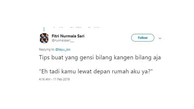 Cara Bilang Kangen yang lucu (Sumber: twitter)