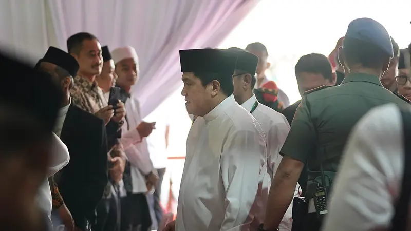 Menteri Badan Usaha Milik Negara (BUMN) Erick Thohir saat Musyawarah Nasional Alim Ulama dan Konferensi Besar Nahdlatul Ulama (Munas dan Konbes NU) 2023 di Pondok Pedantren Al Hamid, Cilangkap, Jakarta Timur, Senin (18/9/2023) (Istimewa)