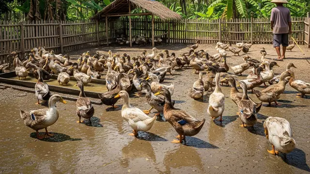 Ilustrasi Peternakan Bebek.