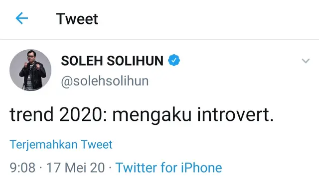 Cuitan Soleh Solihun. (Foto: Twitter @solehsolihun)