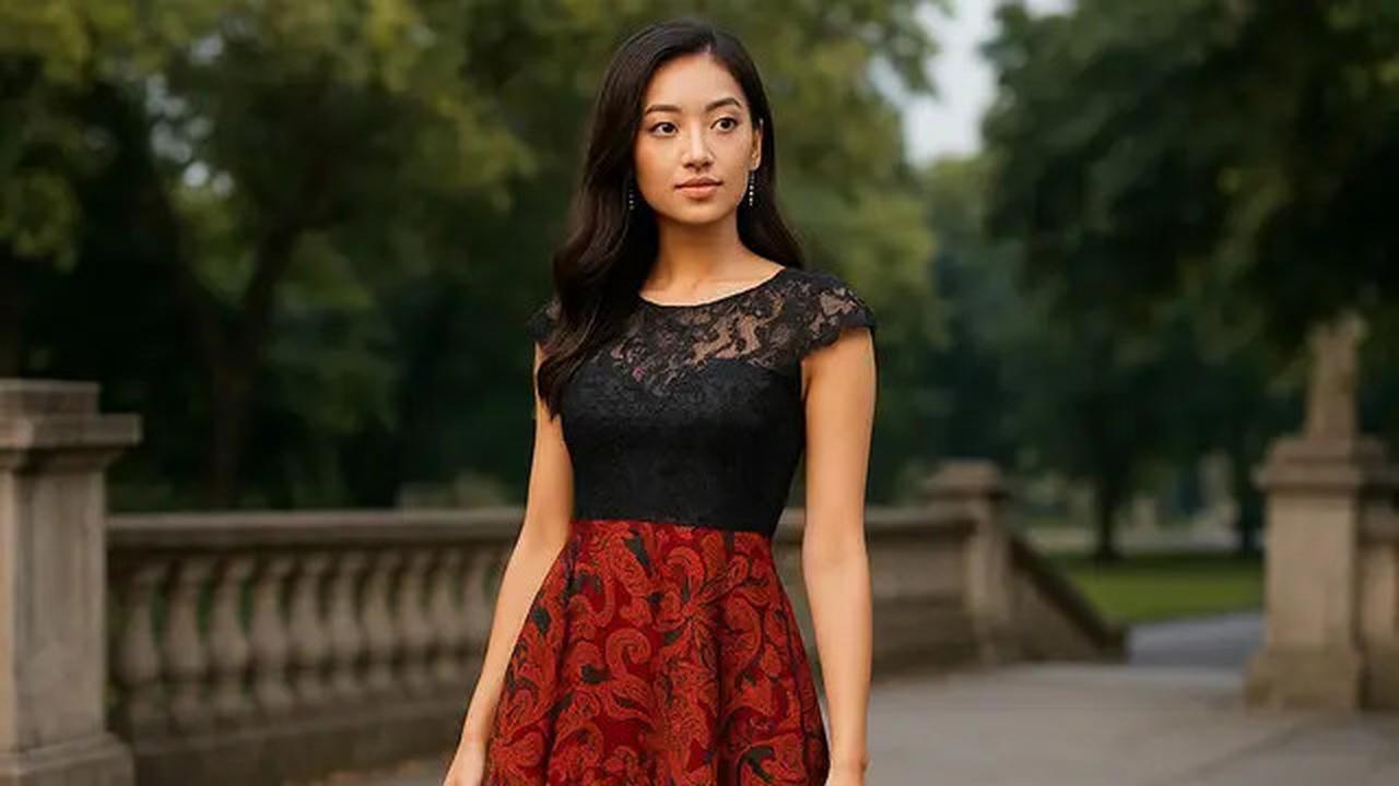 7 Model Dress Batik Brokat Warna Merah dan Hitam, Elegan Cocok untuk Acara Malam