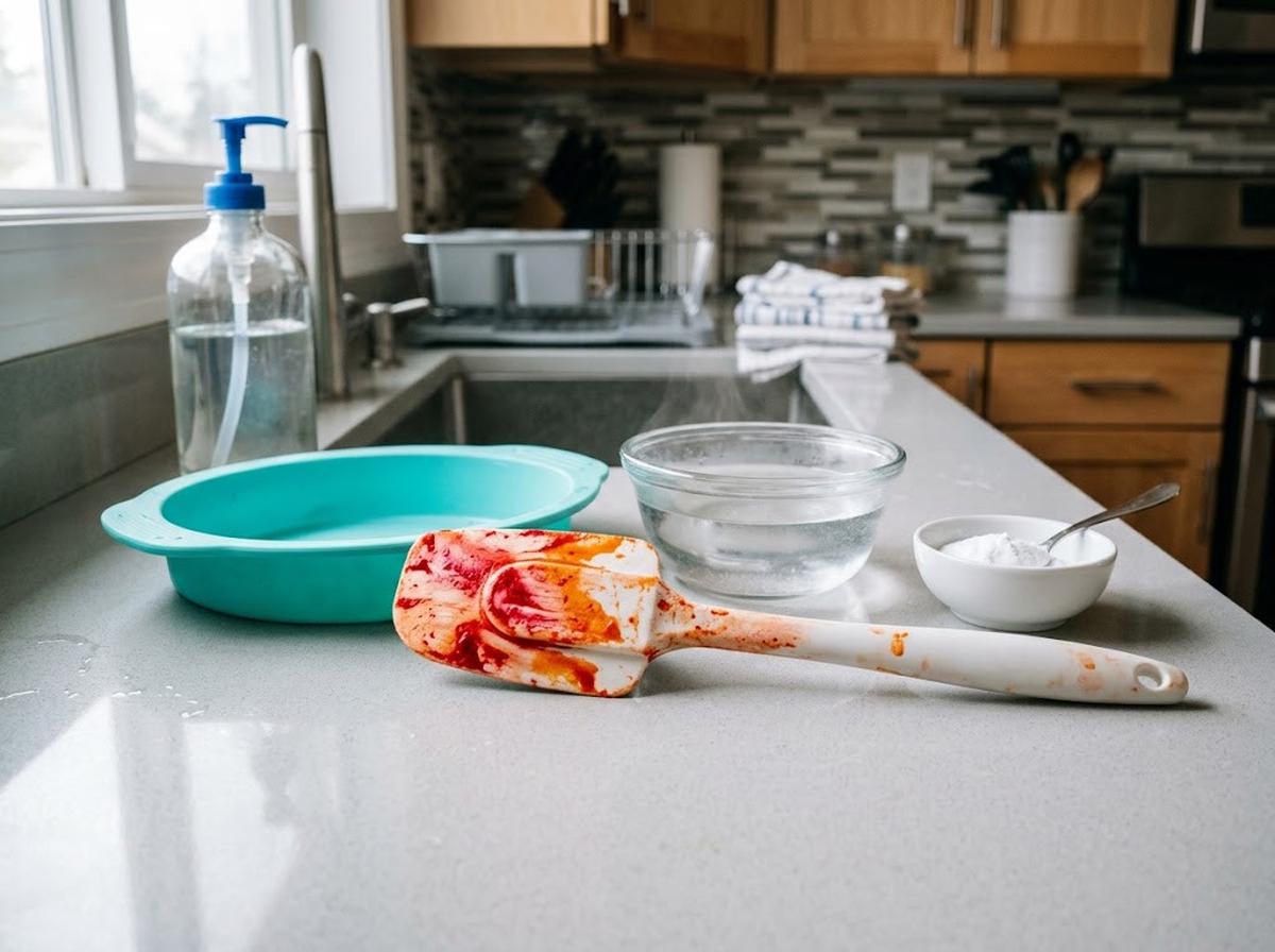 Cara menghilangkan noda pewarna makanan pada peralatan masak silikon