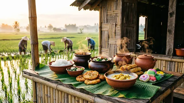 Inspirasi Warung Kecil Depan Rumah yang Cocok Dekat Area Persawahan (AI)