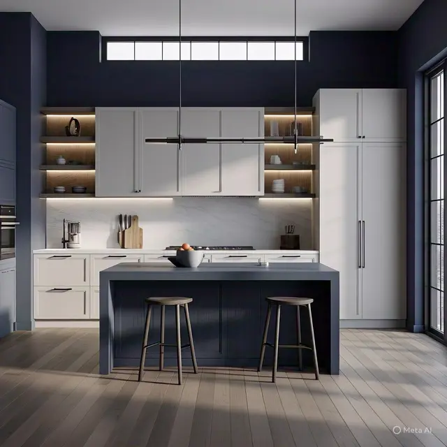 Kombinasi Warna Cat Dapur dengan Lemari Putih