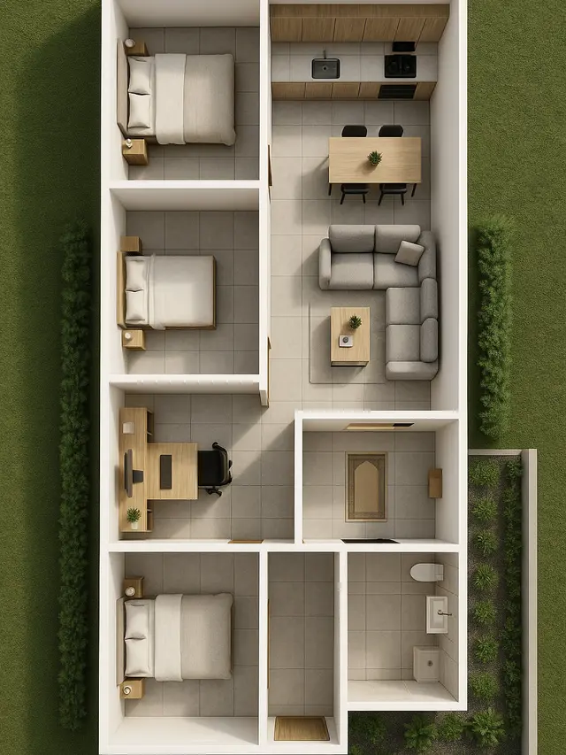 7 Model Desain Rumah 6x12 Tiga Kamar, Nyaman dan Fungsional untuk Keluarga Modern