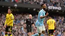 Raheem Sterling menyumbangkan gol bagi Manchester City saat melawan Aston Villa pada lanjutan Liga Inggris pekan ke-29.  (AFP/Paul Ellis)